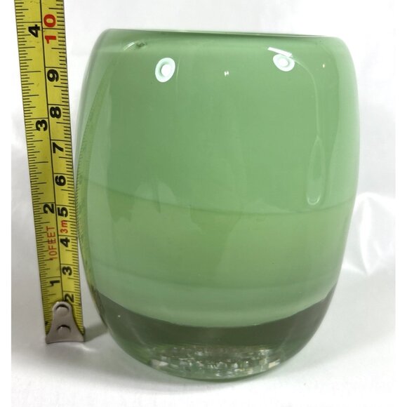 Glass.ful Votive Candle Holder Lime Green Handblown Cased Glass Canadian - Picture 7 of 9
